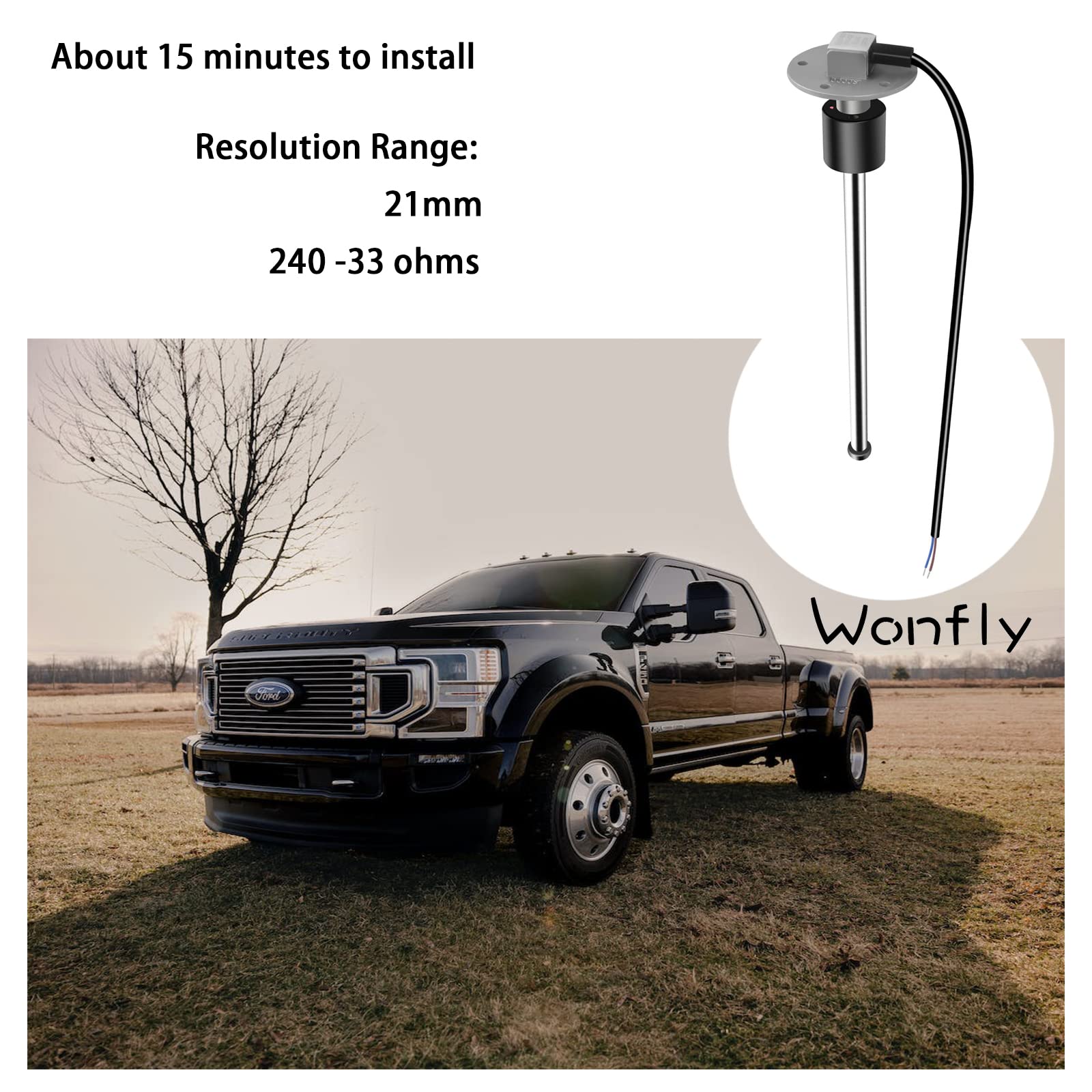 Wonfly Stainless Fuel Sender Unit, 240~33ohm 6.8'' (17.5CM) Marine Boat Fuel Tank Sending Unit Water Level Gauge Sensor 5 Hole f